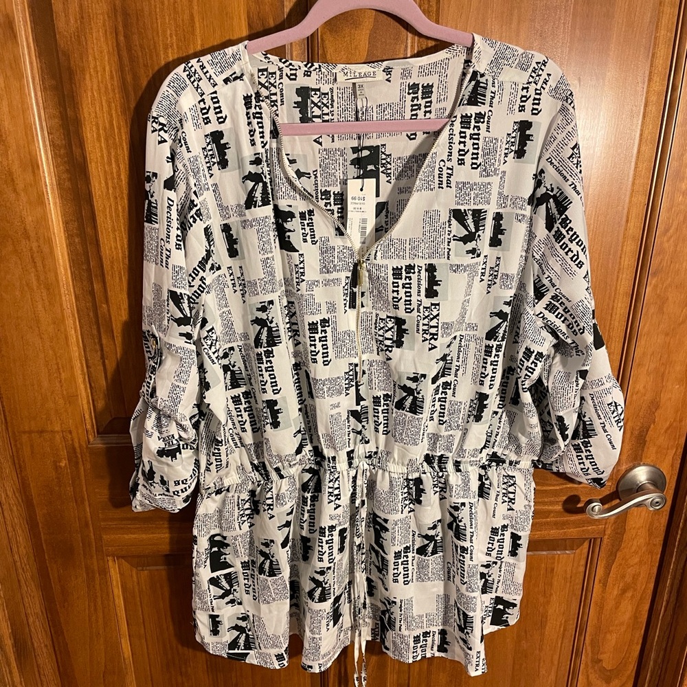 3X Newspaper Blouse